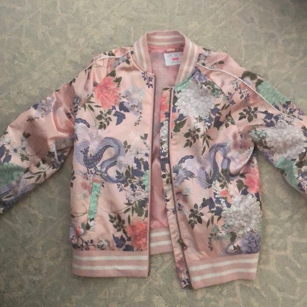 Pink Floral Bomber Jacket